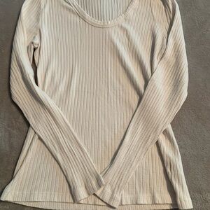 Universal Thread Cream Ribbed Long Sleeve Blouse